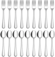 Hiware 24-piece Forks and Spoons Silverware Set, Food Grade Stainless Silver 
