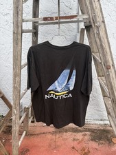 Nautica XXL 26x31 Pocket T Shirt Made in USA Faded Charcoal Grey Vintage 90s