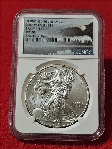 2015-W  Silver Eagle Dollar ASE NGC MS 70 EARLY RELEASES BURNISHED        #T1284