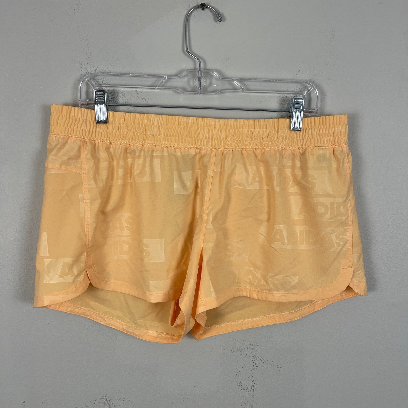 Adidas Women's Running Shorts L Peach Athletic Workout Logo