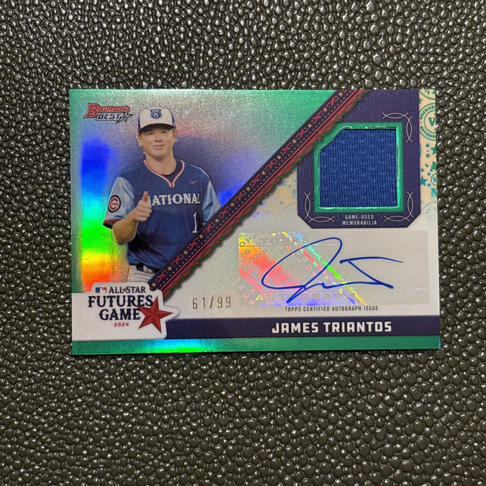 James Triantos Auto Patch /99! 2024 Bowmans Best Autograph Relic Green /99 