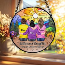 Personalized Mother Daughter Glass Suncatcher Mothers Day Gift Forever Linked