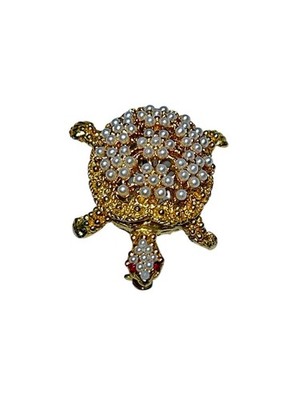 Vintage Ciner ? Turtle Pearl Pin Brooch Unsigned