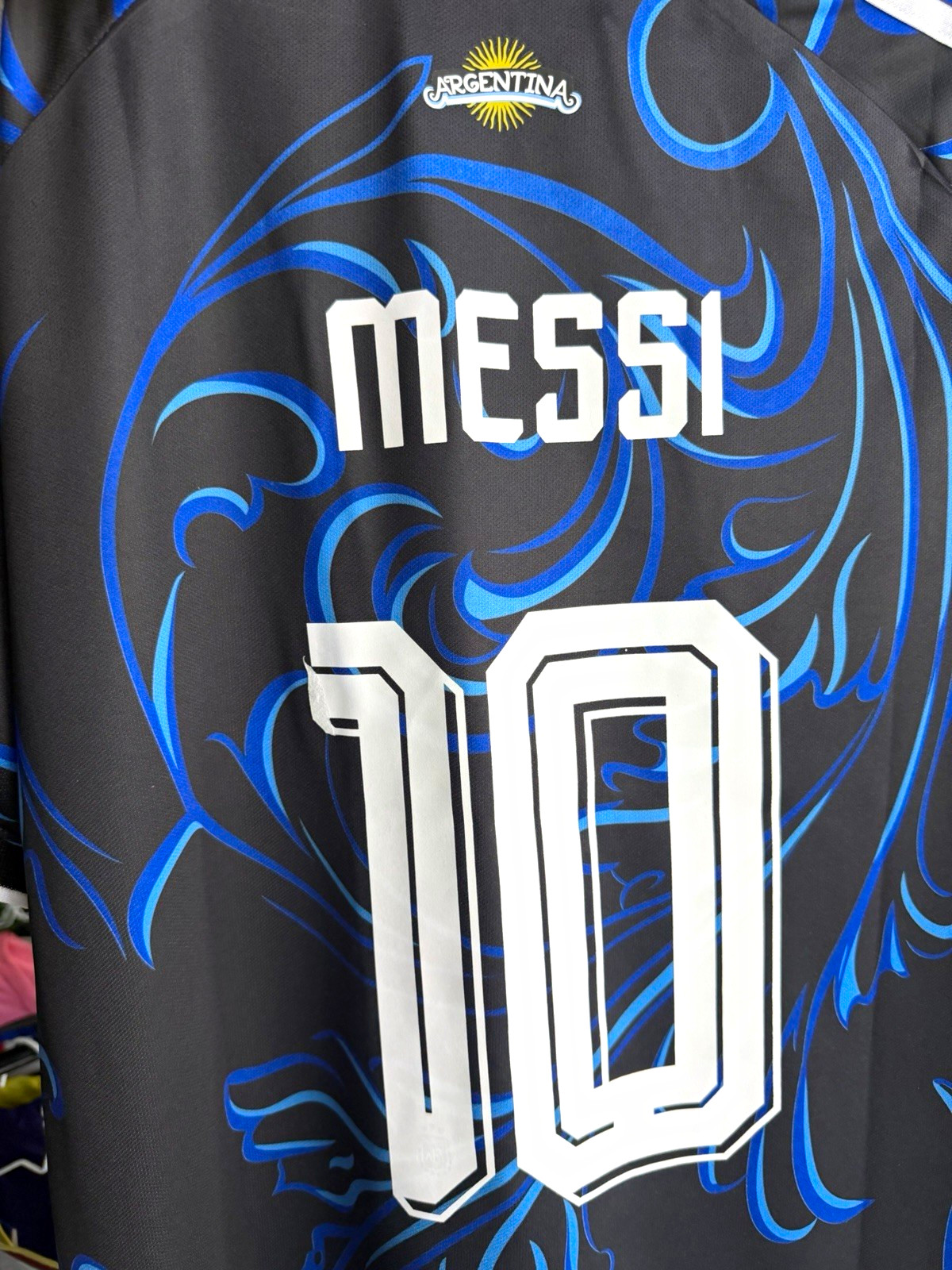 Lionel Messi #10 Argentina Soccer Jersey Black/Blue. Pink & Black