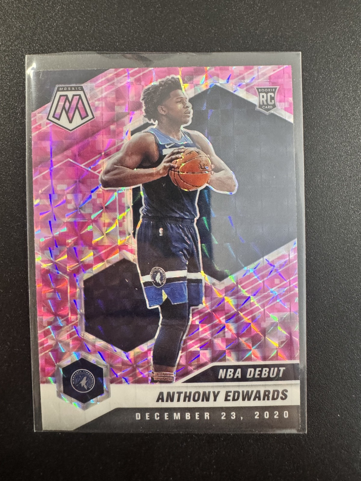 2020-21 Panini Mosaic Anthony Edwards #261 Pink Camo NBA Debut