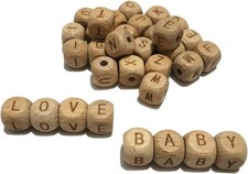 104pcs Wooden Alphabet Letter Beads - 12MM Crafting High-Quality Beads