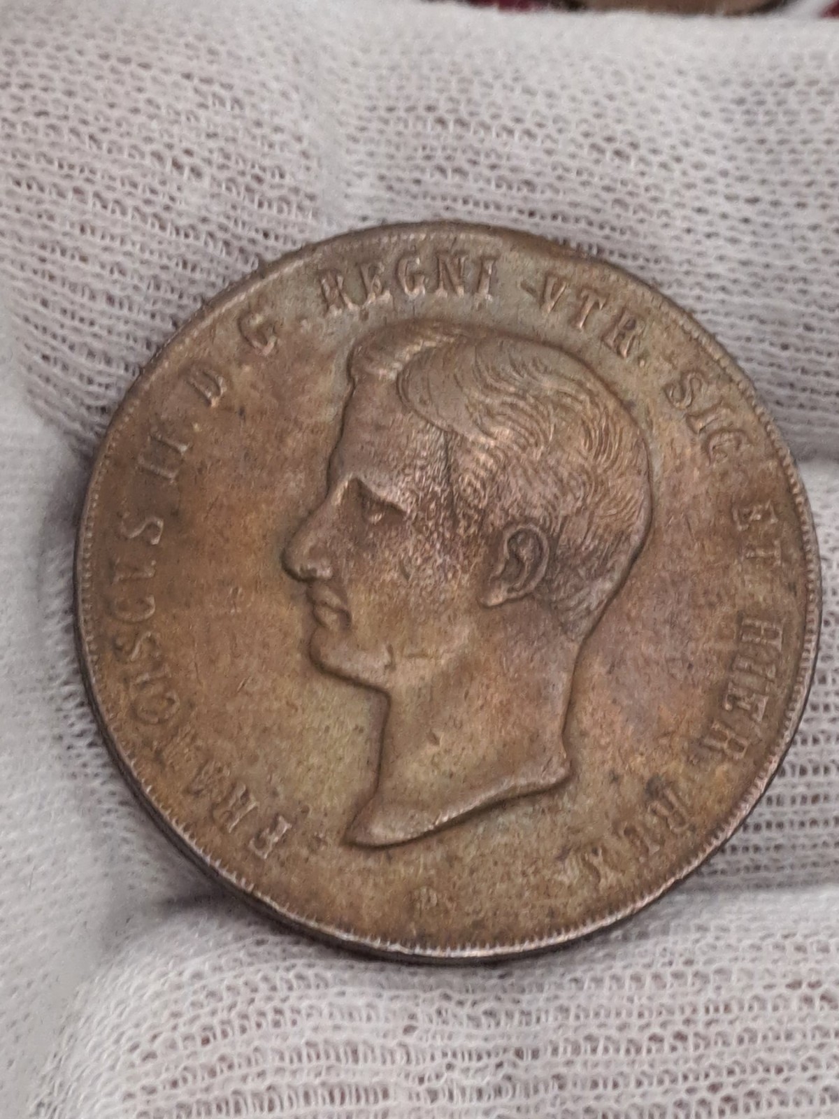 NAPLES Francis II of Bourbon, 1859-1860. 10 Tornesi 1859. Æ -N 95#