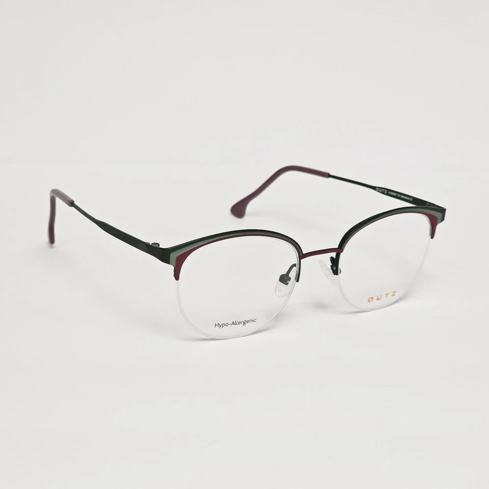 Gafas redondas semi-sin montura para mujer DUTZ DZ836 en verde/rosa borgoña | 48 mm Foto 3 de 4