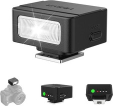 SL01 Mini Flash, GN8 Camera Flash Light with 4 Levels, Rechargeable Battery, Com