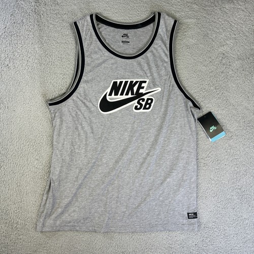 Nike SB Tank Top Mens Large Gray Muscle Shirt Skateboard Dri Fit Y2K NEW