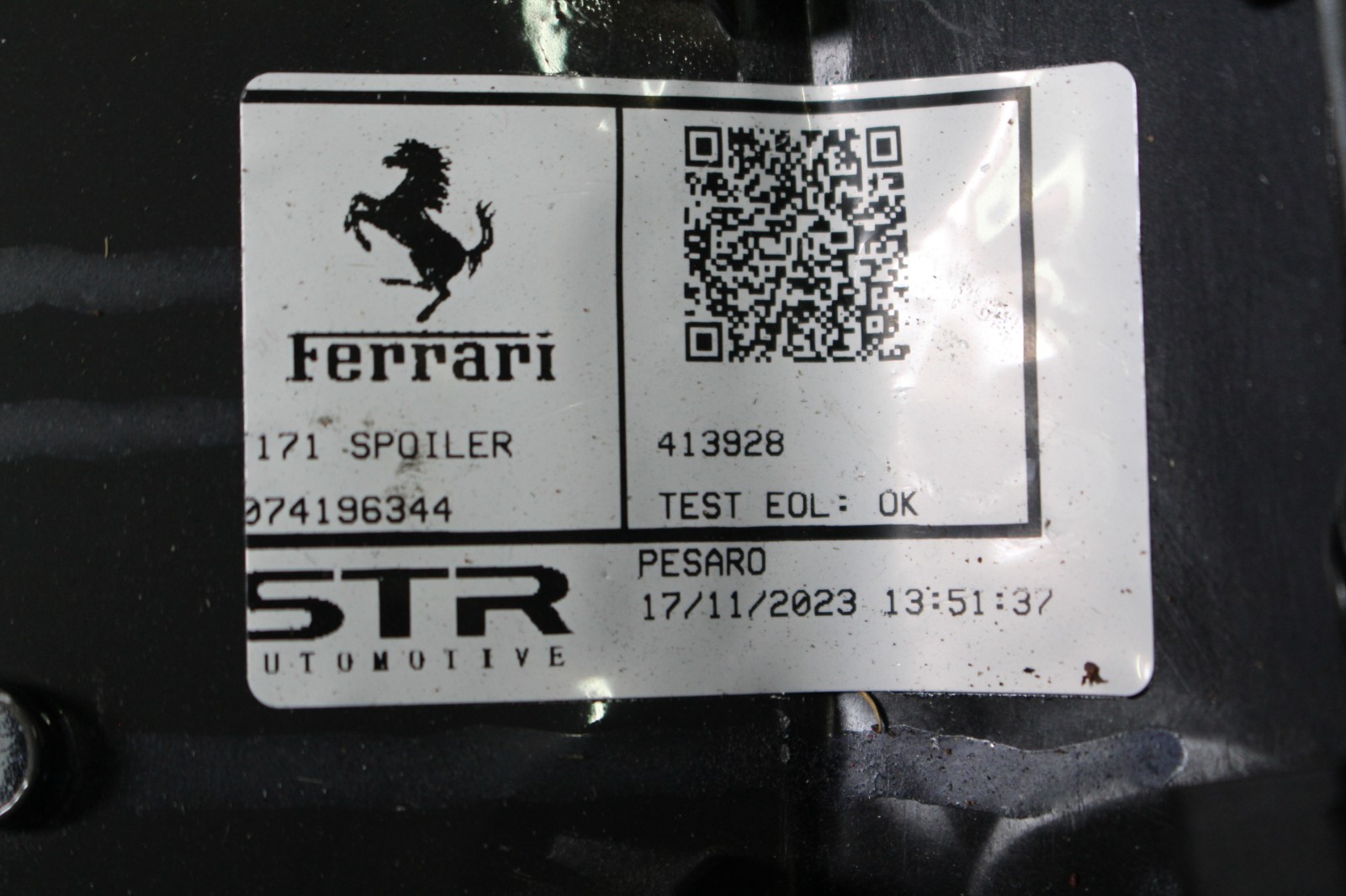 Ferrari 296 GTB Lower Cover panel P/N 985900775