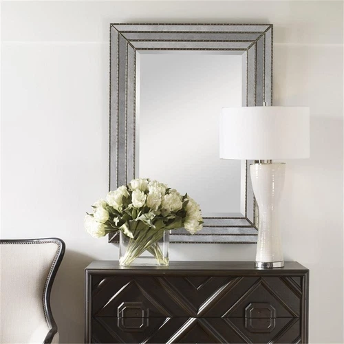 Uttermost Seymour Contemporary Wood Mirror in Antique Silver Finish - Picture 5 of 7