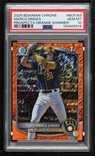 2025 Bowman Chrome Prospects Orange Shimmer Refractor 2/25 Marco Dinges PSA 10