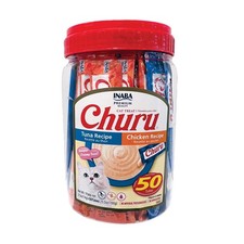 Churu Creamy, Lickable Wet Cat Treats, 0.5 oz, 50 Tubes, Tuna  Chicken Variety