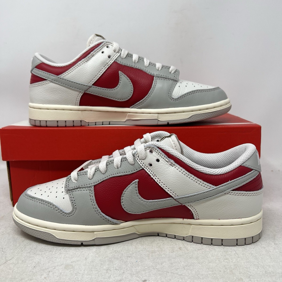 Nike Dunk Low Light Iron Ore Grey Gym Red Mens Shoes Sneakers