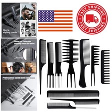 Professional Hair Comb Set 10 Pieces Black for All Hair Lengths and Styles