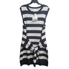 Current/Elliott Gray White Suns Out Stripe Sweater Dress Size 3/L NWT
