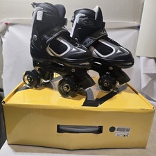 Nattork Adjustable Roller Skates for Kids Light Up Size 31-34 Black White