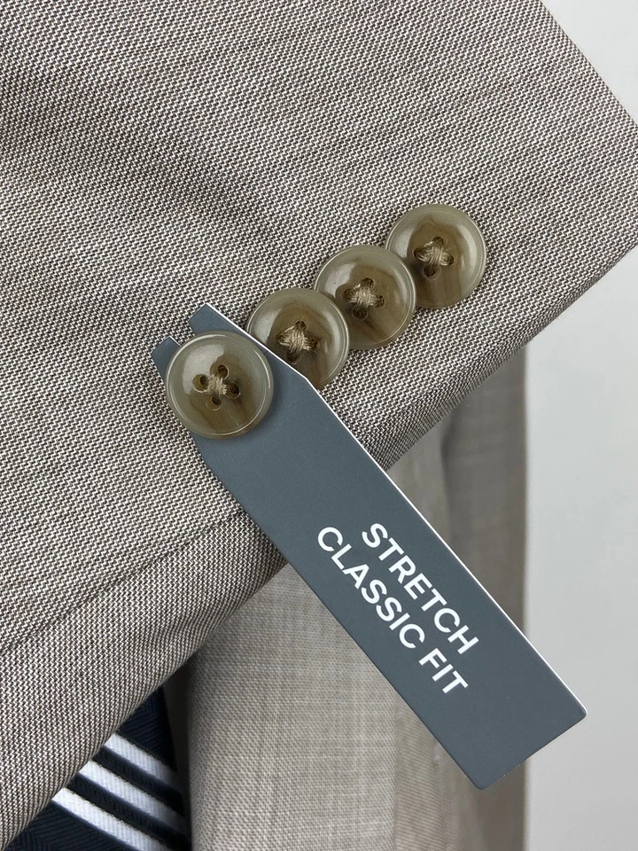 BRAND NEW MICHAEL KORS Mens 50R Beige Wool 2 Piece Suit With Dress Pants 38x30 - Image 4 of 4