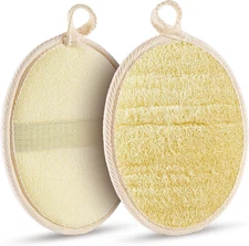 2PCS Premium Natural Loofah Sponge Exfoliating Body Scrubber Shower ...