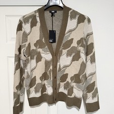 PAIGE Mens Whitman Abstract-Pattern Wool  Hemp-Blend Knitted Cardigan Sz S NWT