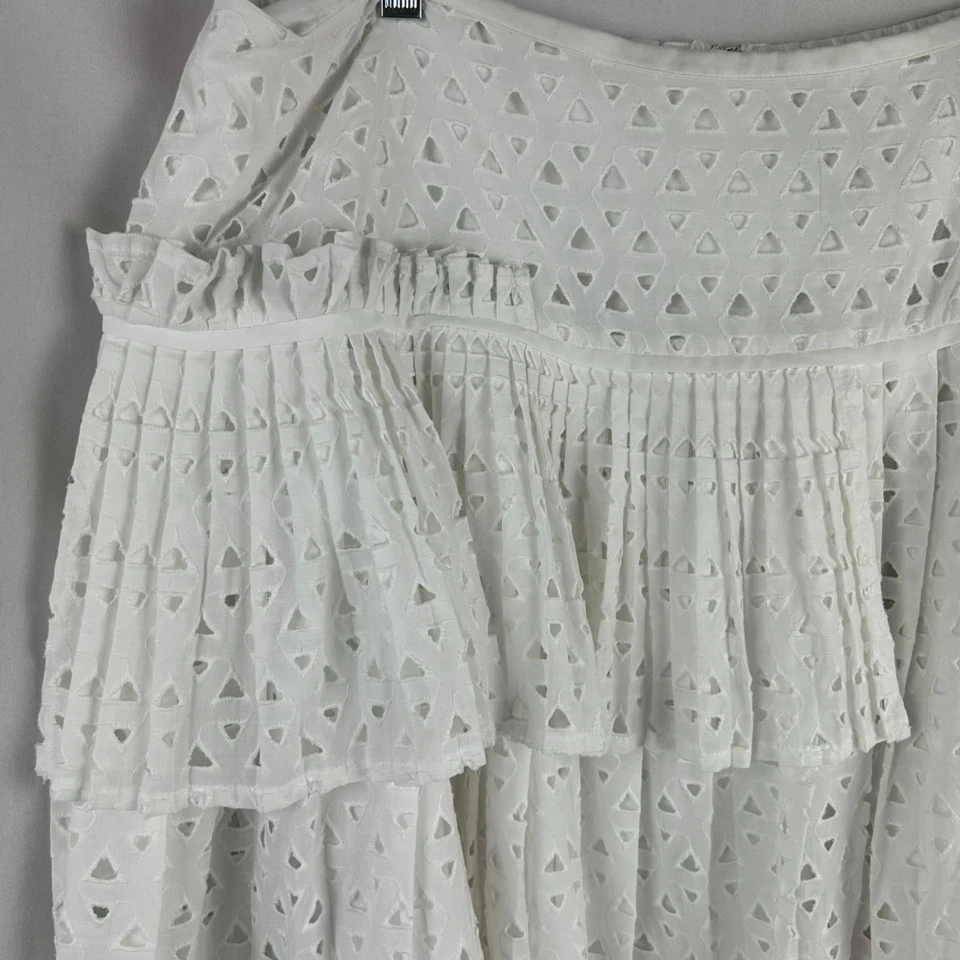 NUEVA Falda Midi Lane Bryant Plisada Ojales Mujer Plus 18 Blanca Cottagecore Volantes Foto 4 de 4
