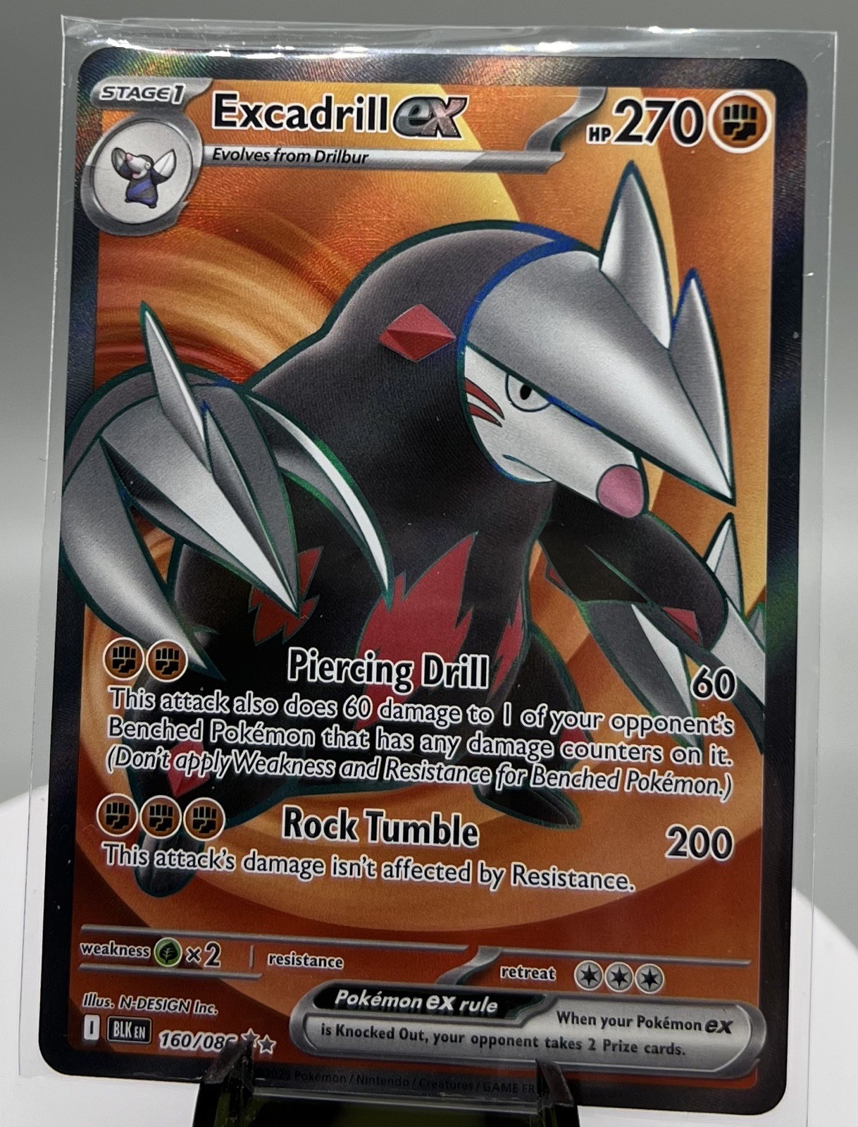 Excadrill ex 160/086 Black Bolt Full Art Ultra Rare Pokemon Card NM