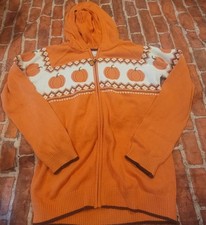Gymboree Lil Pumpkin Boys Fall Sweater Zip Up Sz 12 Orange