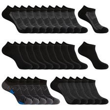 30 Pairs 4 Styles No Show Socks for Men   Breathable Thin Grey Low 8-11 Black