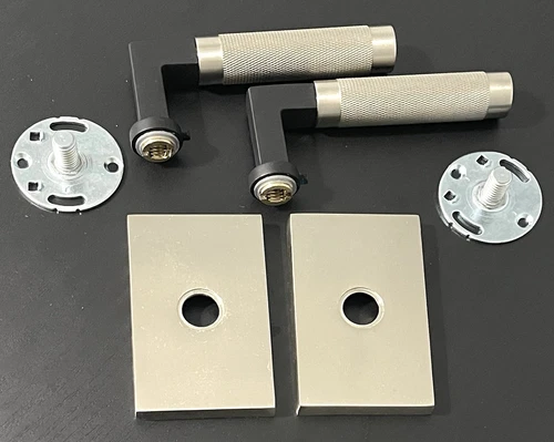 Lot of 2 Baldwin Gramercy L030 Knurled Door 2 Tone Levers w/ Rectangular Rose