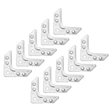 4.02" x 4.02" l Shape Corner Bracket, 10 Pcs Corner Brace, Silver Tone