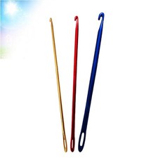 3 Pcs Aluminium Crochet Hooks With Eye For Knitting Sewing And Craft Tool