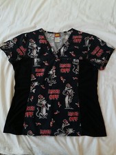 Women's Dr. Seuss Cat In The Hat, Hats Off Scrub Shirt, Medium