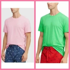 Polo Ralph Lauren Men's Sleep Sleepwear T-Shirt Crew Neck Cotton Pink Green NWT