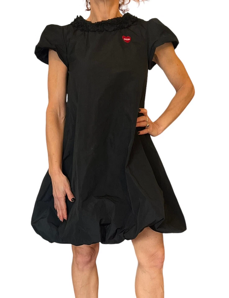 MOSCHINO BLACK MINI CAP SLEEVE BUBBLE HEM PARTY DRESS JUNIOR 12-13 WOMEN'S XS - Image 4 of 4