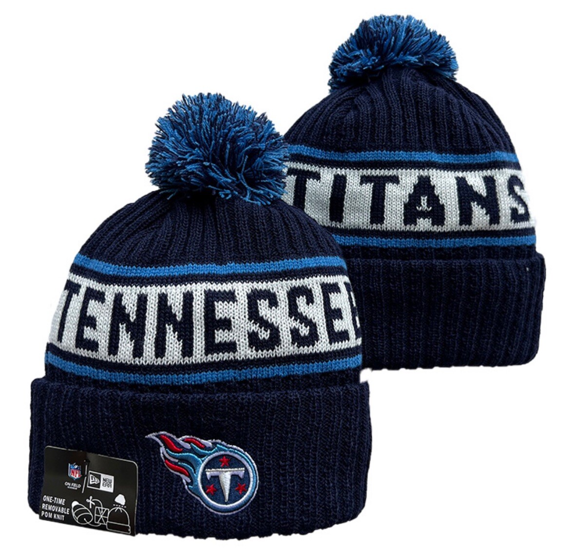 Tennessee Titans NEW ERA KNIT CUFF POM BEANIE HAT NWT NFL TEAM On