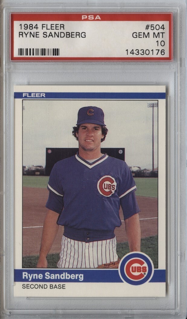 1984 FLEER #504 RYNE SANDBERG CUBS HOF PSA 10 Gem Mint