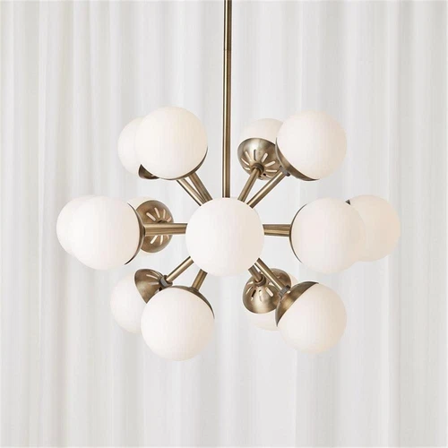 Uttermost Droplet 16-Light Metal Steel & Glass Sputnik Chandelier in Brass/White - Picture 2 of 6