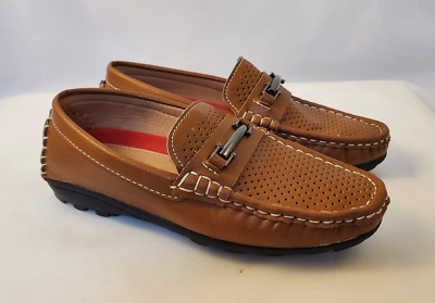 STEVE HARVEY Celebrity Ed Loafers Moccasins w/ Silver Buckle LKNEW Pecan BOYS 10