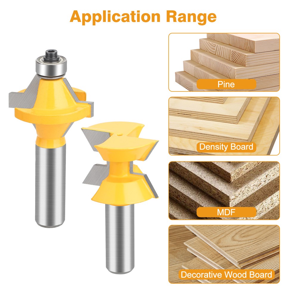 1/2'' Shank Tongue Groove Edge Banding Router Bit Set 120° Wood Milling ...