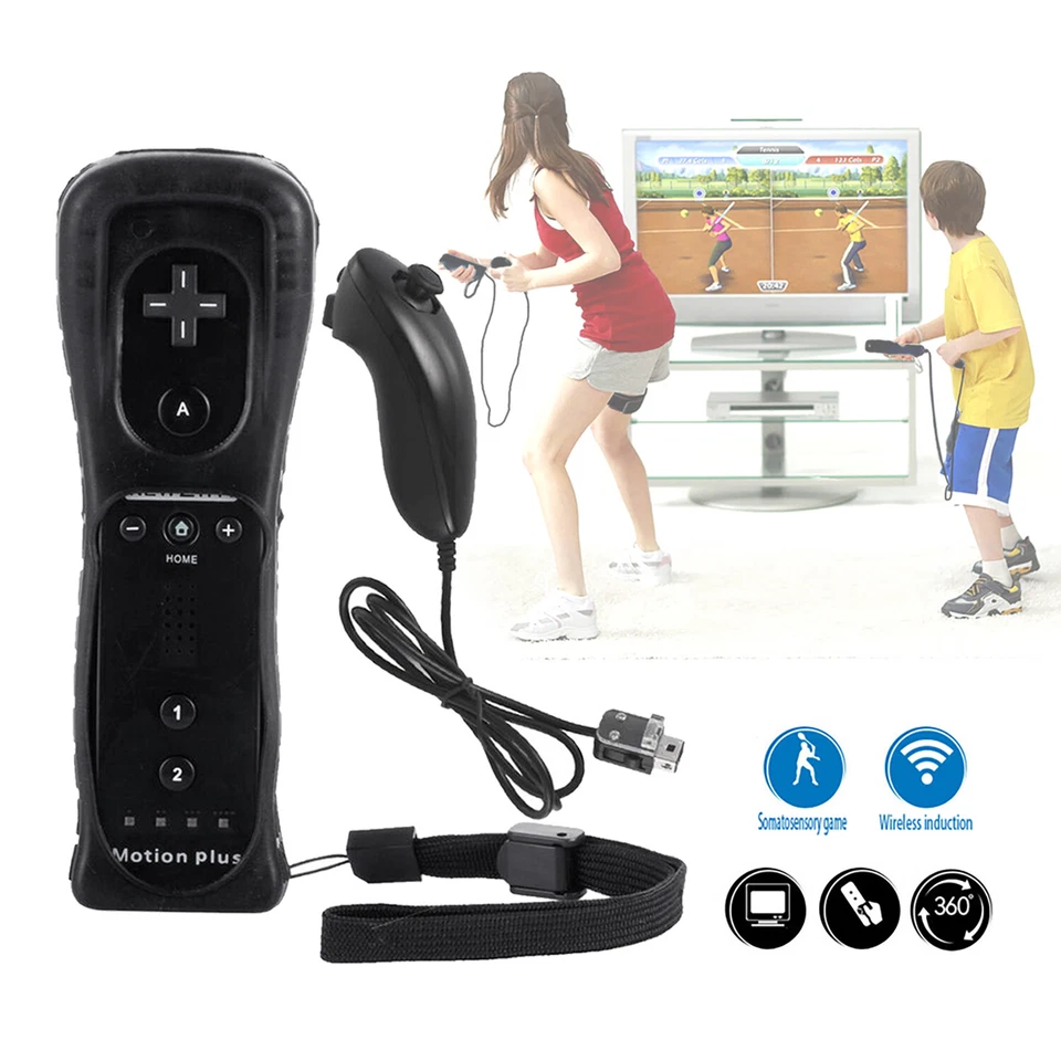 4 Set For Nintendo Wii Wii U 2in1 Motion Plus Remote Nunchuck Controller Gamepad - Image 4 of 4