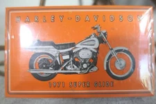 NEW Sealed Vtg Harley Davidson 1971 Super Glide Hinged Tin Matchbox w Matches