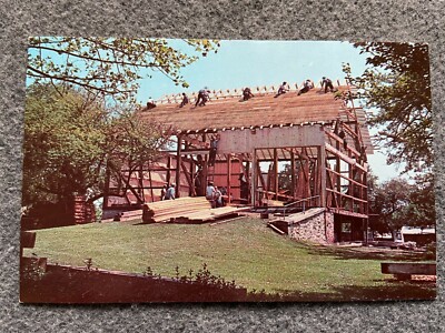 An Amish Barn Raising in the heart of Amish Land Vintage Postcard