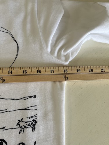 Marushka Hand Printed 3/4 Sleeve Dog Print T-Shirt White Size Medium - Picture 5 of 9