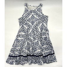 Aeropostale Blue ansd White Lace Overlay Sleeveless Dress
