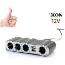 Dual USB Car Cigarette Lighter 4 Socket Splitter 12V Charger Power Adapter 60W