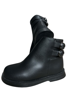 ZARA Kids Black Leather Chelsea Boots Lug Sole Size 35 (US 3.5) New Zara Boys Girls High Top Chelsea Boots Genuine Black  main image 3