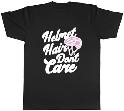 Funny Cycling Bicycle Mens T-Shirt Helmet Hair Don't Care Tee Gift