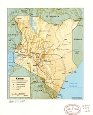 18" x 24" 1988 Map Of Kenya Railroads Expressways Roads