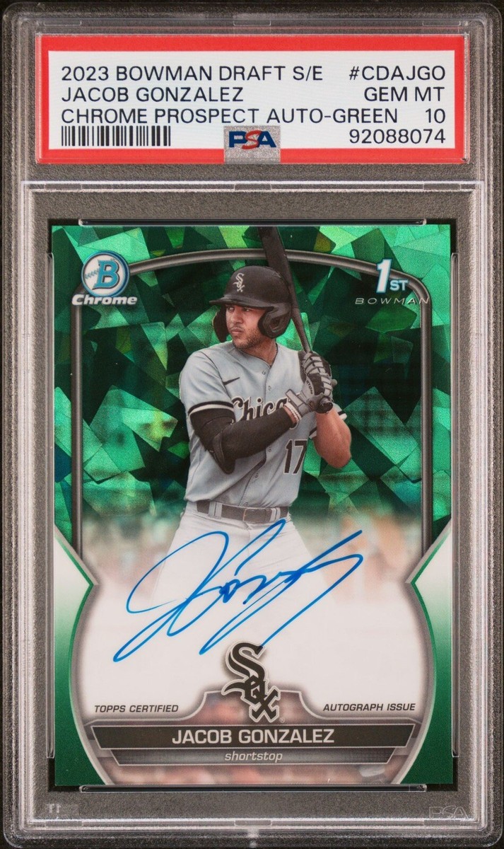 JACOB GONZALEZ 2023 1st Bowman Draft Sapphire Auto Green /99 PSA 